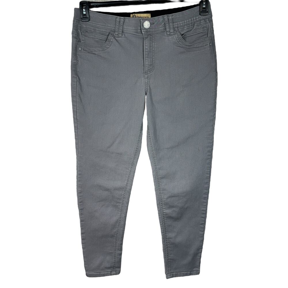 Democracy SZ 12 "Ab"technology Ankle Jeans Stretch Mid-Rise Zip-Fly Pockets Gray